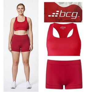 BCG Red Sports Bra & Shorts Set